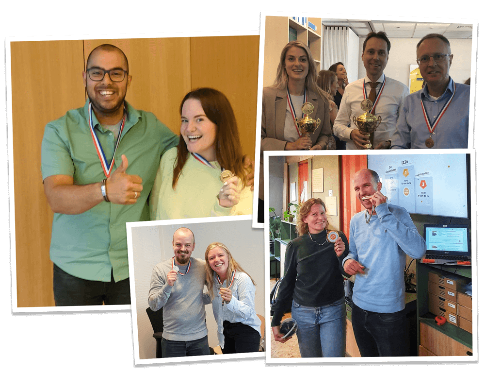 Participants with medals at our pub quizzes and workshops