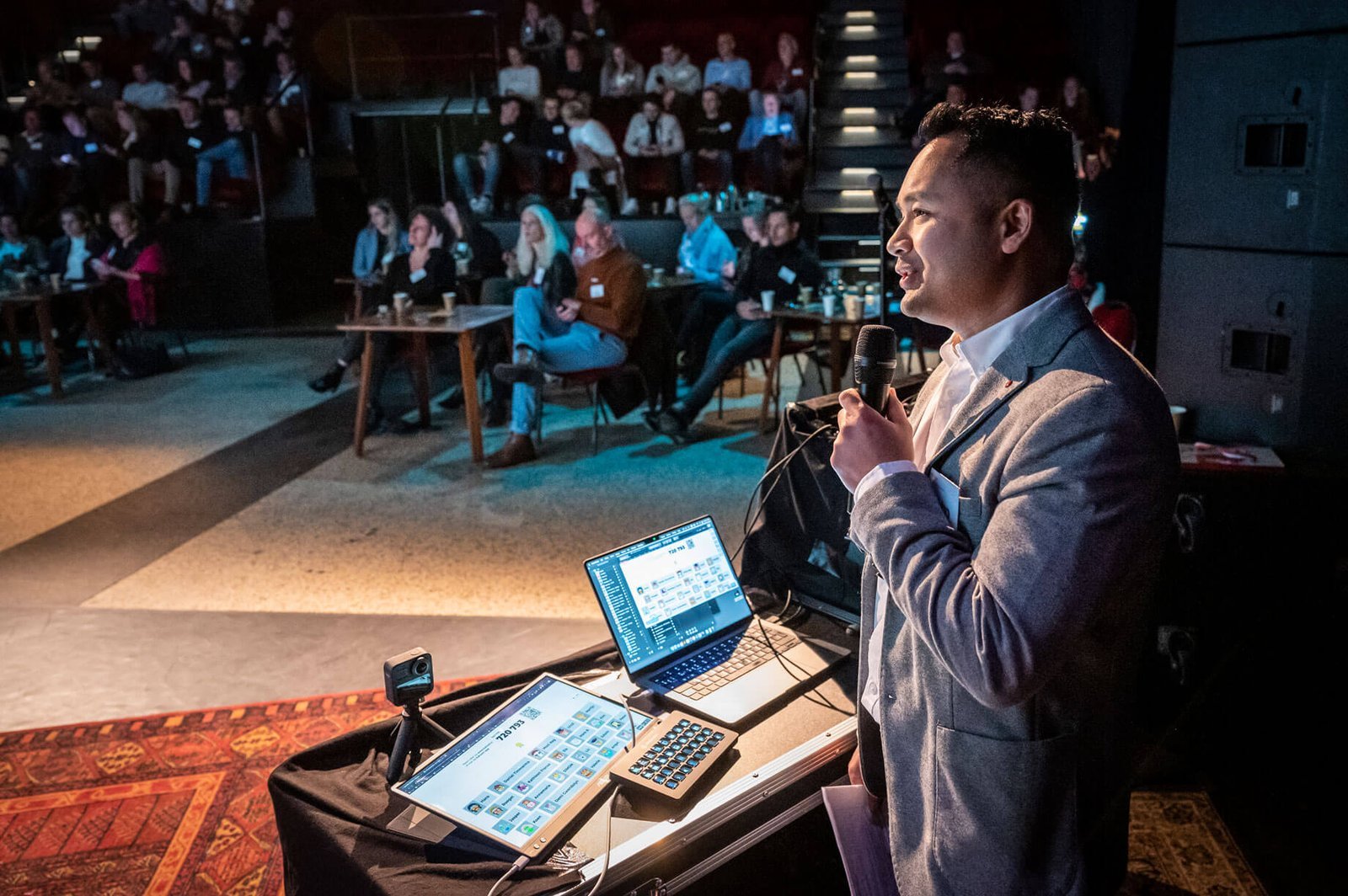 Founder presenting during an interactive session